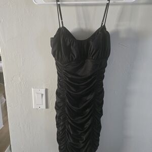 superdown Black Ruched Slip Dress